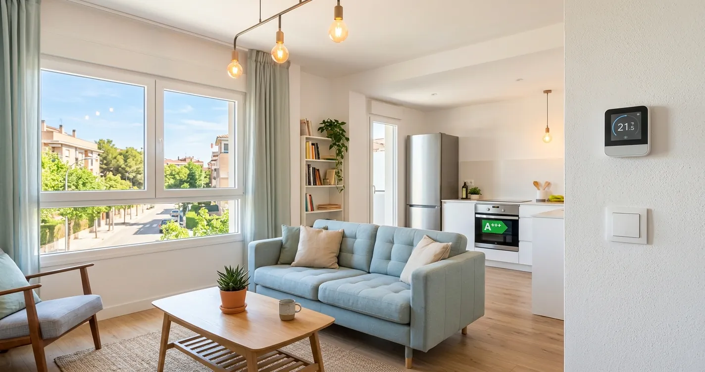 Cómo ahorrar energía en casa con bombillas LED, termostato inteligente y electrodomésticos eficientes en un hogar español