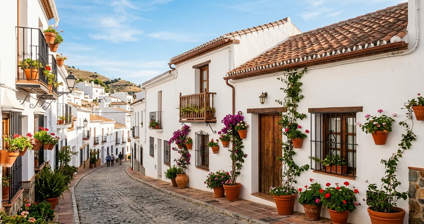 Valoración vivienda Junta de Andalucía - Casa típica andaluza de fachada blanca en pueblo del sur de España