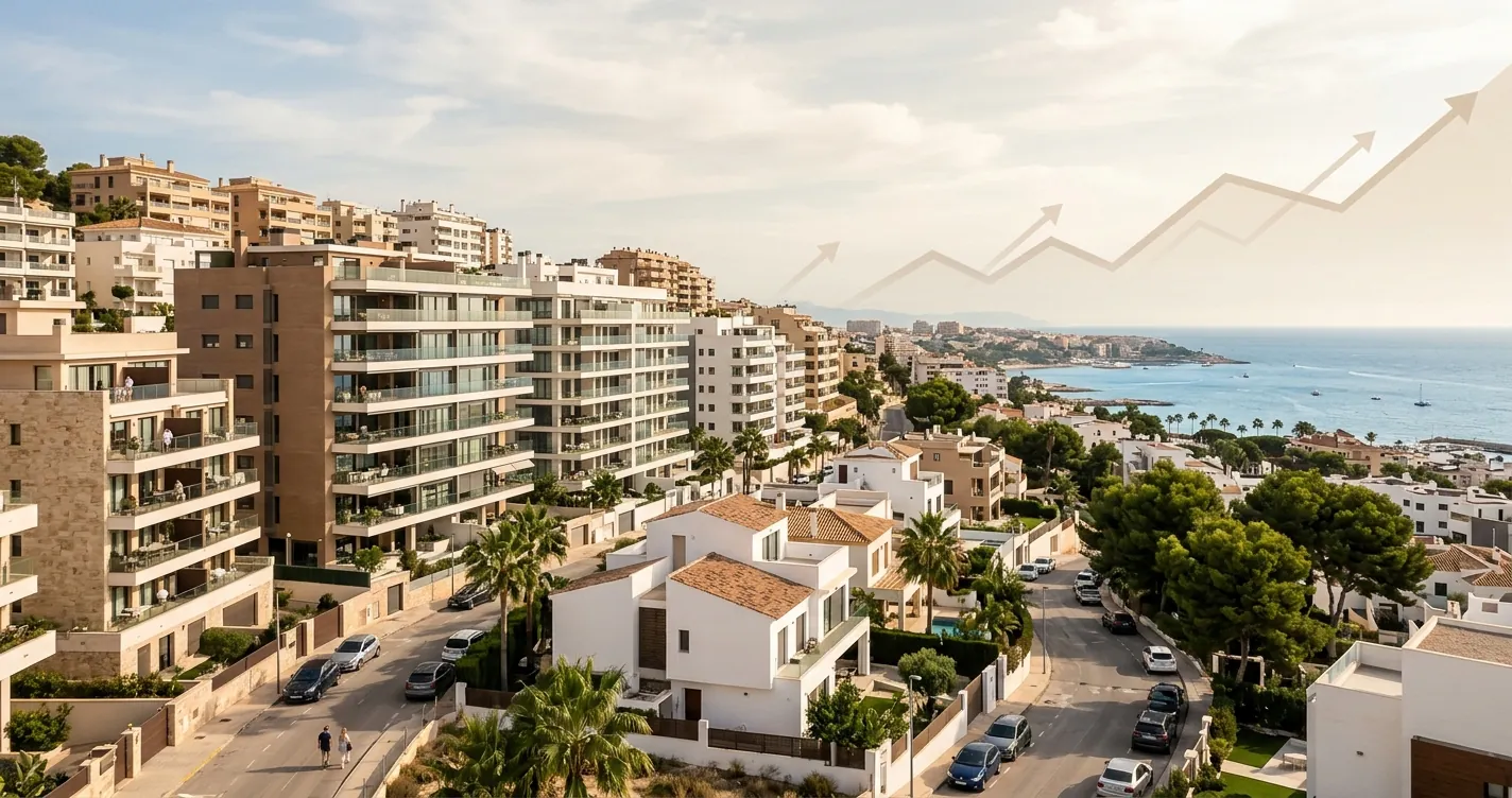 Evolución precios vivienda España 2026 - edificios residenciales con tendencia de precios al alza