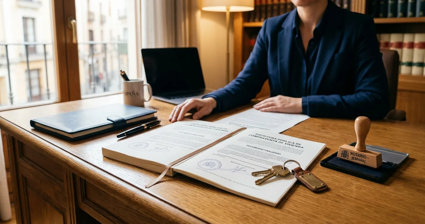 Cancelar hipoteca en España - documentos de escritura y llaves de vivienda en notaría