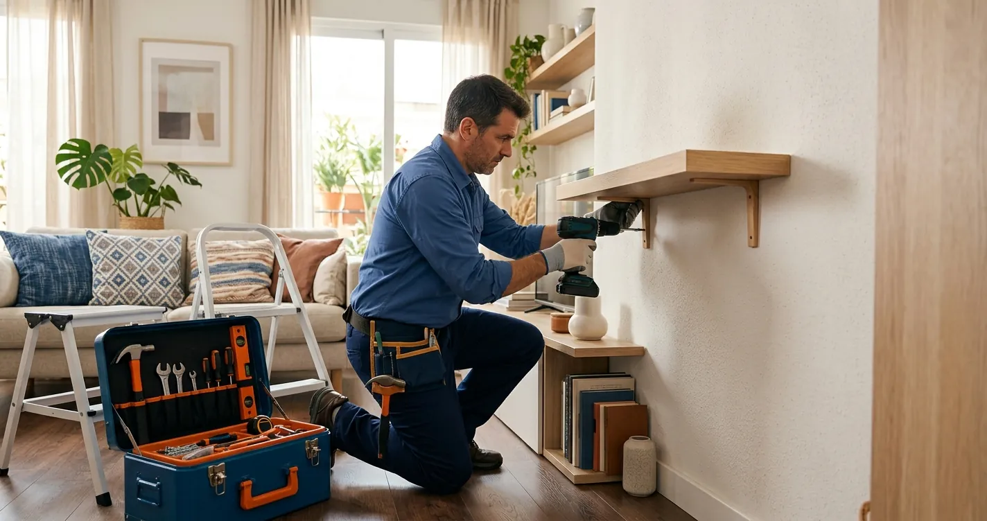 Servicio manitas seguro hogar BBVA - profesional realizando una pequeña reparación doméstica en casa